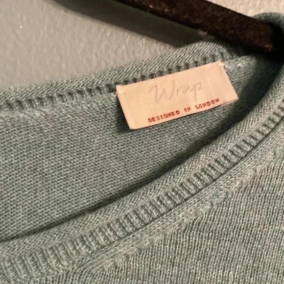 Wrap designed in London - teal cotton/silk women’s sweater size 4/6 - like new - Picture 2 of 6